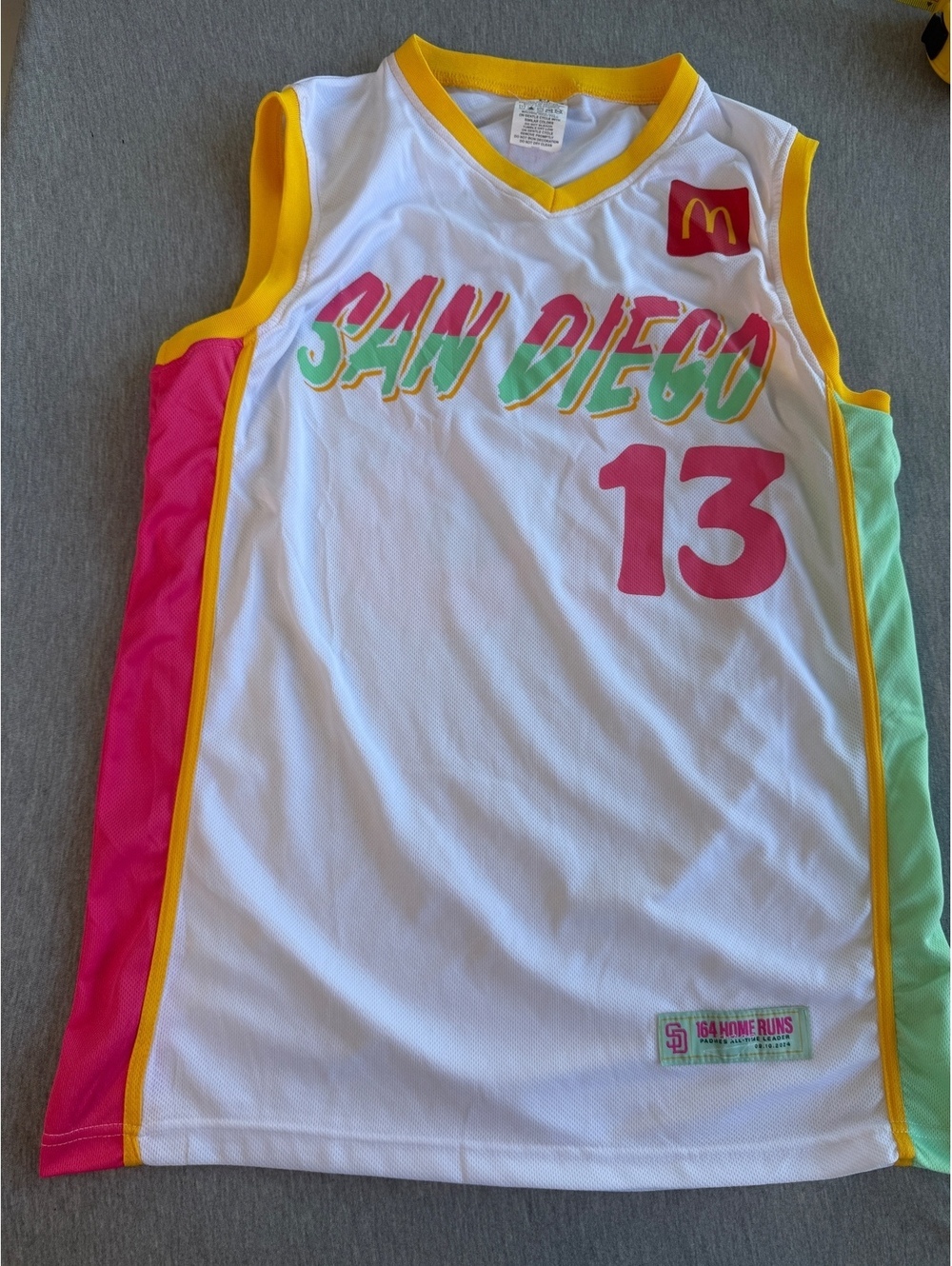 San Diego Machado 13 Sleeveless Jersey White Pink Yellow